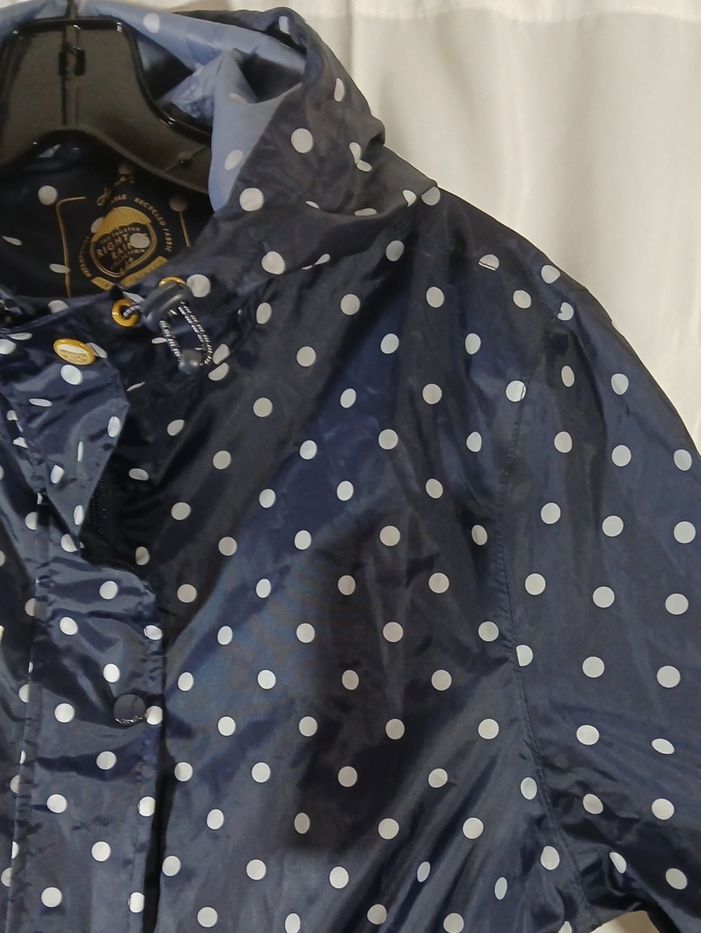 Joules NWT Womens 10 Rain Jacket Parka Blue Polka Dot Packable Waterproof Hooded - Picture 4 of 16